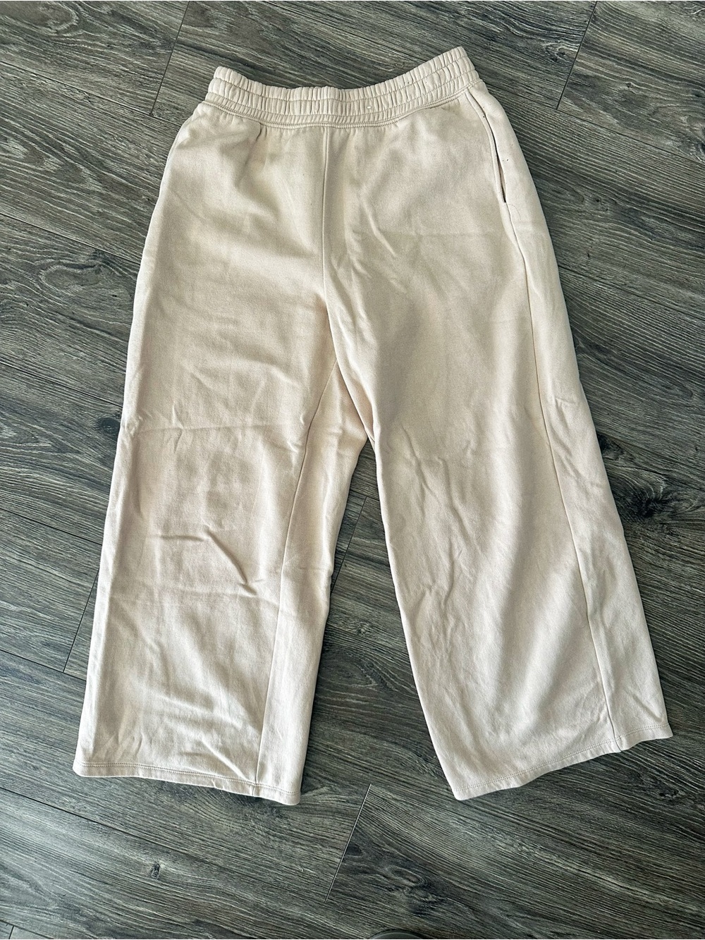 Divided Light Beige Fleece-Lined Wide Leg Sweatpants